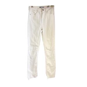 ZARA White Straight Leg Jeans Women’s Size 4 – Raw Frayed Hem – Made in Turkey